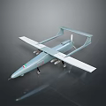 Gray Military Reconnaissance Drone With Long Wings Landing Gear And Logo