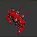 Red Mechanical Robot Game Movie Character With Shiny Armor And Dynamic Pose