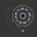 Gray Automotive Alternator With Central Shaft And Red Coils Metal Structure