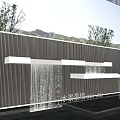Water Feature Wall with Water Curtain Wooden Slats Lighting and Natural Surroundings