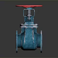 Industrial Valve With Blue Body And Red Handwheel For Industrial Systems