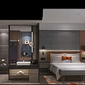 Modern Comfortable Hotel Room Interior With King Bed Flat Screen TV Sofa And Coffee Table 3d model