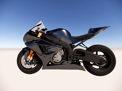 Black Sport Motorcycle With Sleek Aerodynamic Body And Stylish Seat Design 3d model