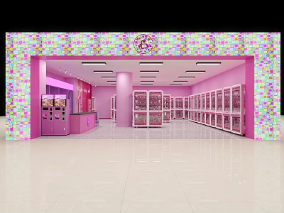 Vibrant Indoor Playground With Pink Walls Colorful Decorations Bright Lighting And Lockers 3d model