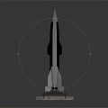 Detailed Metallic Model Rocket Display On Stone Platform With Dark Background