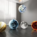Planetary Themed Decorative Lights With Sphere Design For Indoor Decoration Featuring Earth Jupiter Moon And Mars