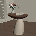 Modern Side Table with White Vase Flowers and Open Book by Window on Wooden Floor