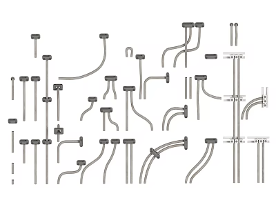 Durable Mechanical Industrial Equipment Components With Various Shapes Pipes And Fittings 3d model