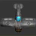 Toy Biplane Model With Silver Body Blue Cockpit And Propeller Design