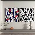 Mickey Mouse Themed Decorative Paintings With Striped Polka Dot Patterns And Decor Accents 3d model
