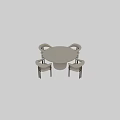 Round Light Gray Concrete Dining Table Set With Four Beige Upholstered Chairs And Metal Legs