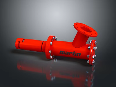 Red Martin Hardware Tool Industrial Pipe Fitting With Flange And Bolts 3d model