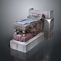Traditional Architectural Stone Sculpture With Intricate Carvings Scroll Design And Pedestal Base