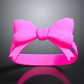 Adorable Cat Wearing Pink Bow Hairband On Black Background Surface