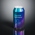 Blue Gradient Liquid Refreshment Can With Water Droplet Design And Reflection 3d model