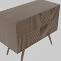 Wooden TV Stand With Vertical Slat Panels Multiple Doors And Slim Legs Modern Design