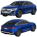 Blue Audi SUV Front And Rear Exterior Views 3d model