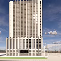 Modern High Rise Office Building With Light Colored Facade And Large Windows 3d model