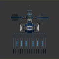 Detailed 3D Mechanical Model With Circular Design Blue Framework And Strip Components