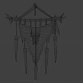 Decorative Hanging Ornament With Red Fabric Skull Design And Metal Spikes