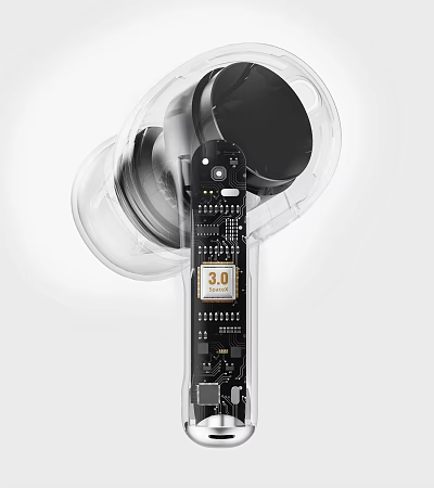 Transparent Headphone Speaker With Internal Circuit Board And 3.0 Chip Design 3d model
