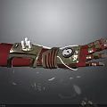 Robot Character With Bionic Mechanical Arm Featuring Red Silver Joints And Finger Structure