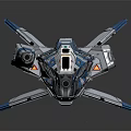 Futuristic Blue And White Passenger Aircraft With Mechanical Fuselage Wings And Cockpit Design