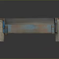 Industrial Metal Platform With Mesh Surface Yellow Black Warning Stripes Blue Rust And Supportive Legs