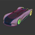 Futuristic Purple And Black Concept Car With Sleek Body Design Transparent Roof And Unique Wheels