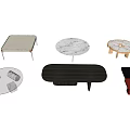 Diverse Modern Coffee Table Designs With Marble Round And Wooden Rectangular Shapes 3d model