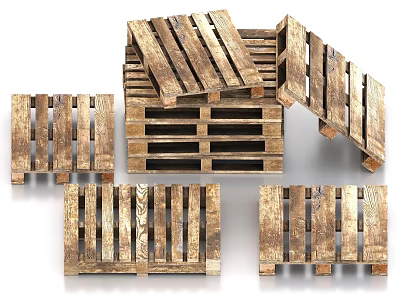 Durable Industrial Wooden Pallets Stacked for Storage and Shipping Applications 3d model