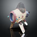 Cute 3D Robot Aircraft Model With Transparent Cockpit Cream White Body And Blue Star Accents