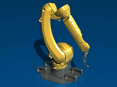 Advanced Yellow Smart Industrial Robotic Arm With Precision Gripper For Manufacturing Processes 3d model
