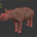 Brown Rhinoceros Model With Wrinkled Skin Standing On Dark Background