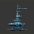 Blue Industrial Equipment Featuring Multiple Valves Pipes And Stable Base Structure