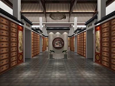 Traditional Religious Venue Interior With Wooden Cabinets And Circular Decoration Reflecting Serene Religious Faith Ambiance 3d model