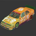 Yellow Race Car Featuring Number 8 Black Rear Spoiler And Sporty Design
