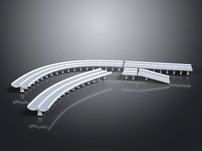 White Curved And Linear Architectural Structure Components With Modern Reflective Design 3d model