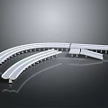 White Curved And Linear Architectural Structure Components With Modern Reflective Design