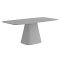 Modern Dining Table Design With Clear Glass Top And Black Conical Base 3d model