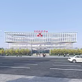 Modern Office Building With Solar Panel Roof Surrounding Trees Parking Lot And Road Access
