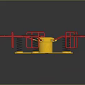 Multi functional Fitness Equipment With Yellow Center Red Frames Gray Pedals And Springs