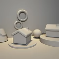 Luxury Green White House Shaped Small Appliances With Gold Rings Circular Base And Spherical Decor
