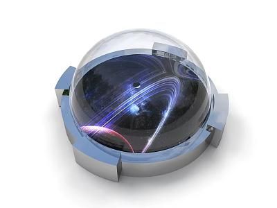 Futuristic Transparent Sphere Design With Metallic Base And Inner Scenic Light Effects 3d model