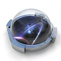 Futuristic Transparent Sphere Design With Metallic Base And Inner Scenic Light Effects