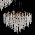 Luxurious Crystal Chandeliers With Hanging Crystal Strands And Ornate Golden Frames