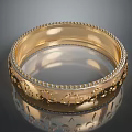 Elegant Gold Bangle With Intricate Carvings And Decorative Edges For Daily Use