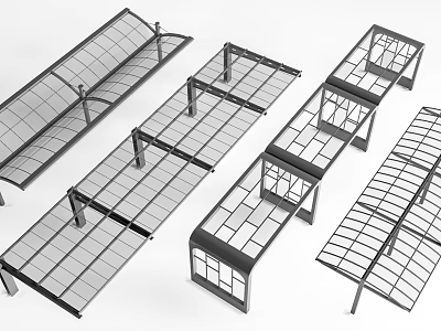 Sturdy Metal Garden Trellis Structures With Grid Design And Support Frames 3d model