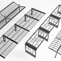 Sturdy Metal Garden Trellis Structures With Grid Design And Support Frames 3d model