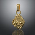 Gold Decorative Pendant with Intricate Scroll Patterns and Floral Accents